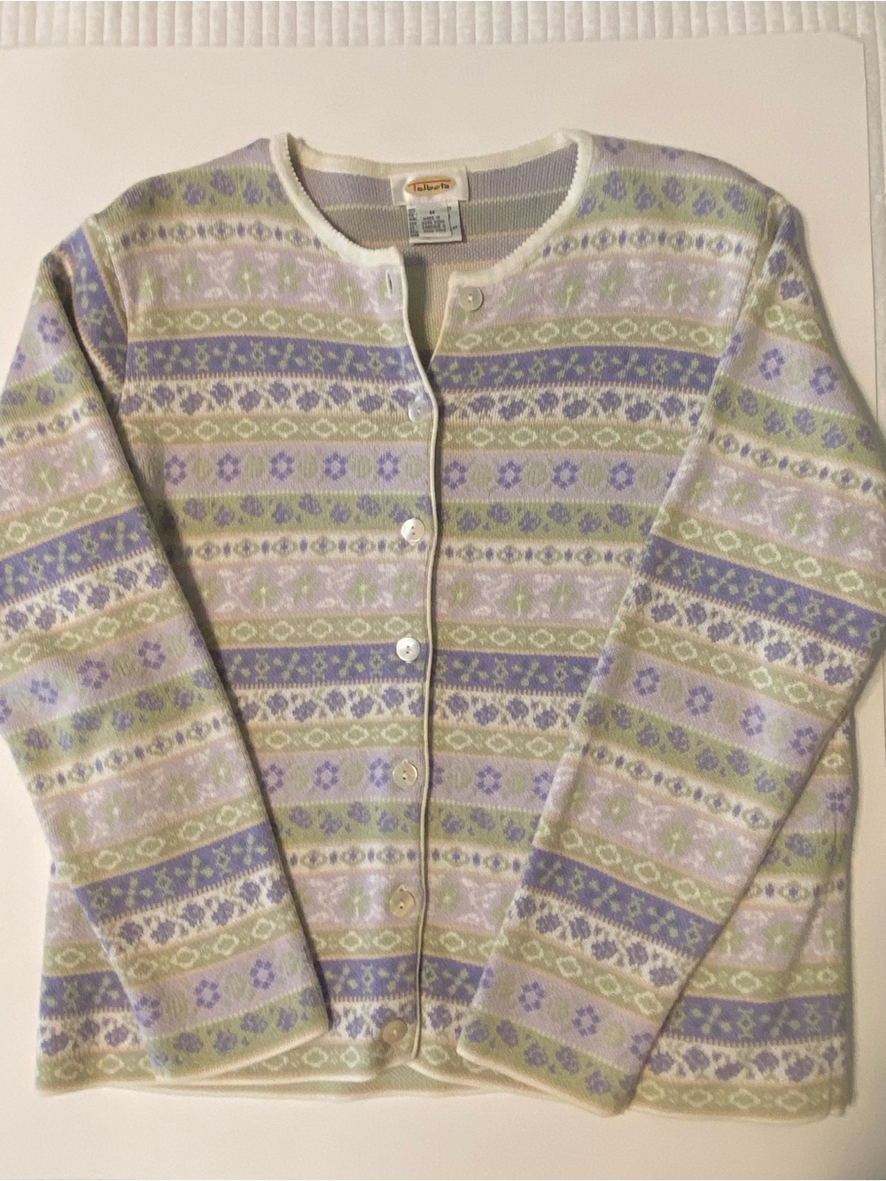 Talbots Lavender, Sage & Cream Pastel, Fair Isle Sweater